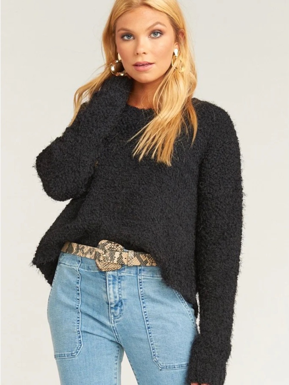 BRAND NEW Show Me Your MuMu Black Bouclé Crewneck Sweater